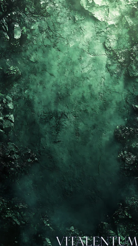 Green textured rock surface exhibits central worn region