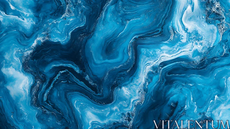 Fluid blue marble abstraction forms swirling liquid terrain