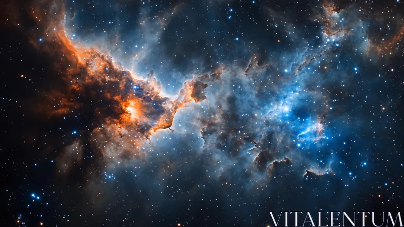 Bicolor emission nebula glows with dense orange and blue gas