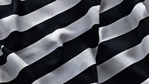 Black and white striped fabric with strong folded texture.