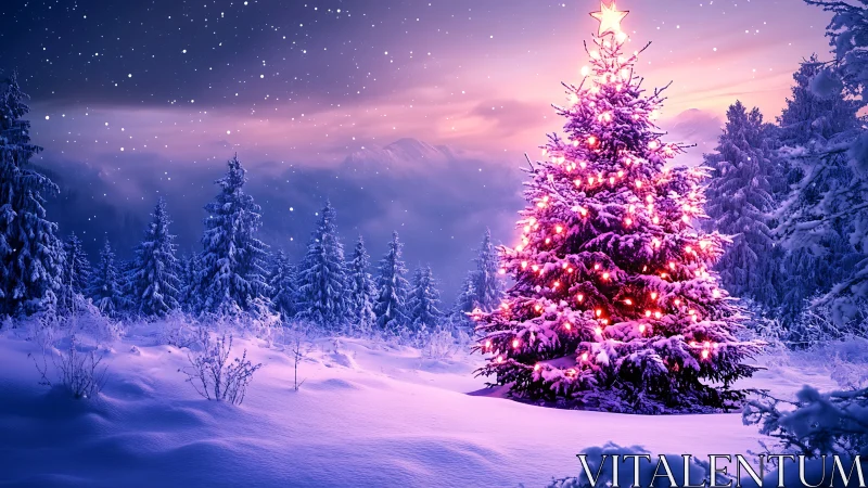 Spectral winter fir with luminous bokeh lighting system.