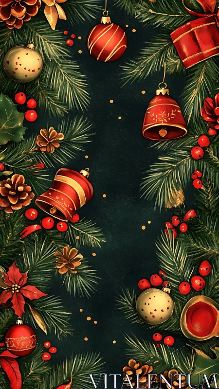 Festive evergreen garlands frame a midnight Christmas hush.