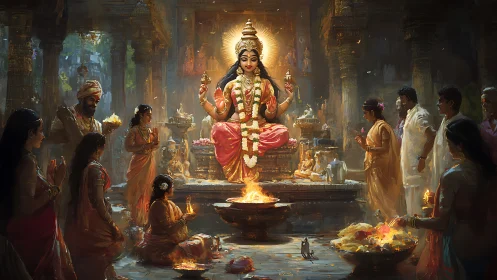 Goddess presides over vibrant South Indian temple ritual.