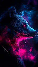 Cyberpunk neon wolf profile rendered in high-contrast glow.