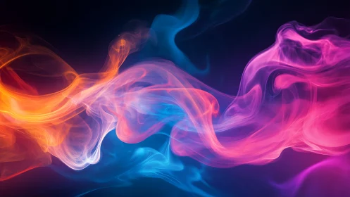 Chromatic smoke waves in fluid neon gradient motion.