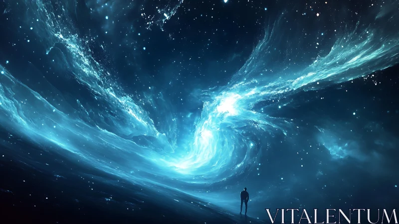 Stargazer at the swirling cosmic rift of luminous eternity.