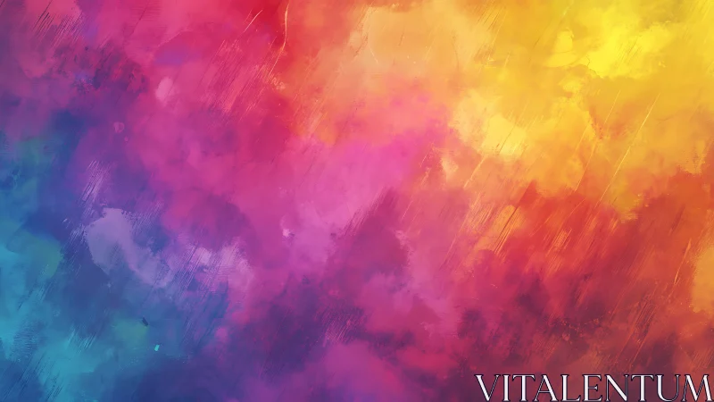 Multicolor diagonal gradient with textured paint strokes.