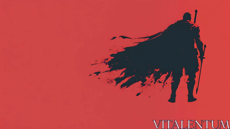 Silhouetted swordsman lets his tattered shadowcape unravel