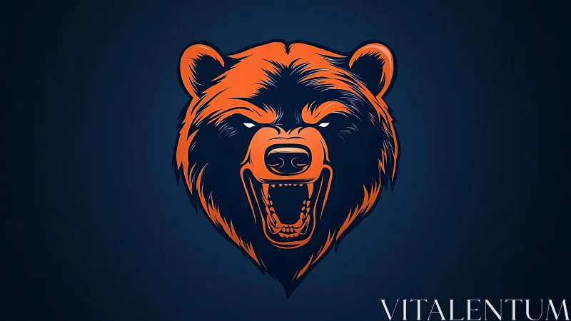 Roaring midnight bear emblem blazing in electric orange.