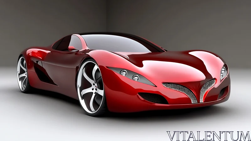 Red concept sports car with glossy finish and bold curves.
