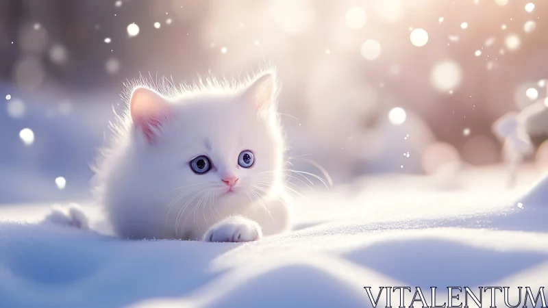Winter's Softest Dream: A Kitten in Snow Magic.