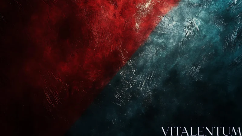 Abstract Red and Blue Textured Background with Diagonal Divide.