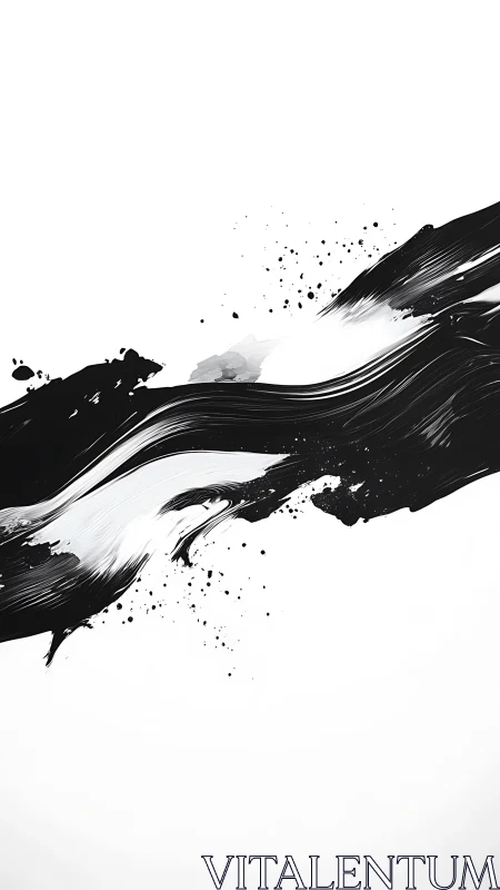 Monochrome gestural ink ribbon with dynamic diagonal sweep.