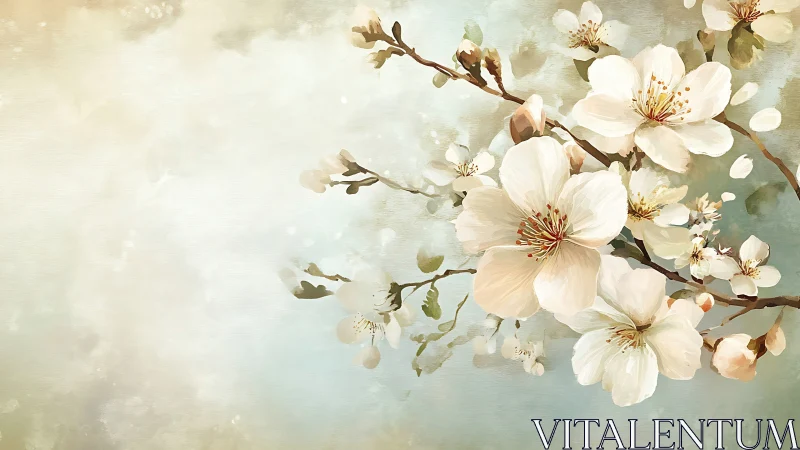 Delicate White Blossoms Float in Dreamy Spring Serenity