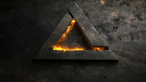 Molten Geometry: Steel Triangle Burning From Within.