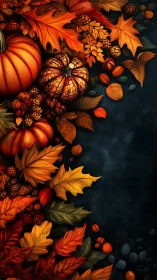 Digital painting of autumn pumpkins with asymmetric border layout.