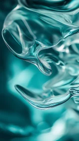 Translucent turquoise fluid shapes form suspended contours