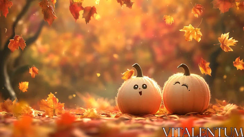 Adorable Pumpkin Pals Celebrate Autumn's Golden Embrace.
