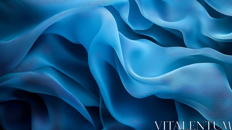 Flowing Blue Abstract Waves in Modern Digital Art Style.