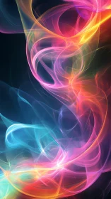 Swirling neon ribbons dance across a deep midnight backdrop