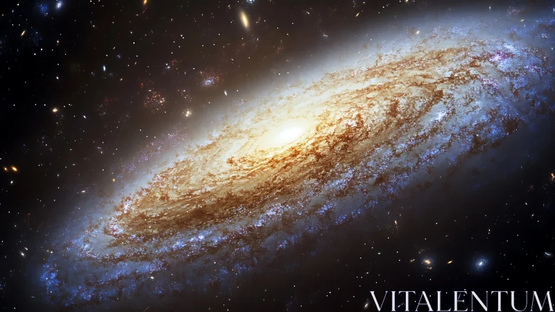 Edge-on spiral galaxy with dense star fields and dust lanes.