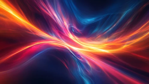 Radiant energy streams converge inside vibrant cosmic void