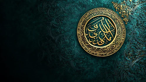 Emerald silence lets the golden Arabic medallion sing bright