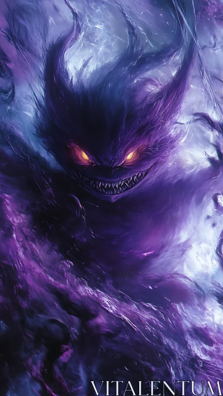 Sinister purple specter emerges from swirling cosmic void.