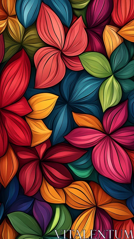 Layered floral petals create a vivid abstract tapestry of color