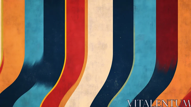 Vertical curved color bands in retro abstract arrangement.