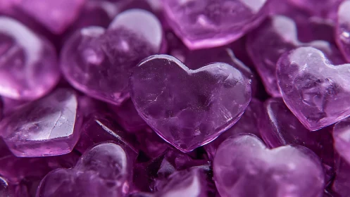 Translucent Purple Hearts Macro Detail.
