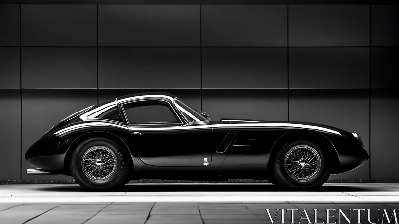 Monochrome profile study of a classic grand tourer coupe