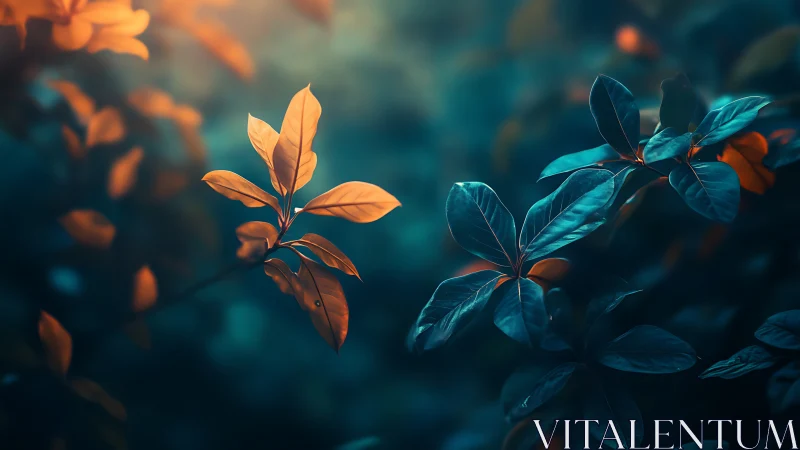 Bicolor foliage under cinematic depth-of-field lighting study.