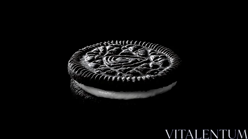 Classic chocolate sandwich cookie with creamy center glow.