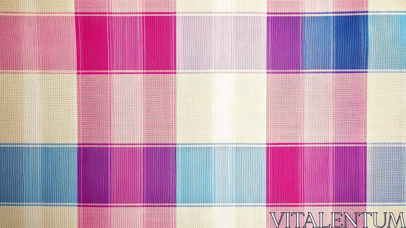 Color-blocked pastel plaid grid with woven texture pattern.