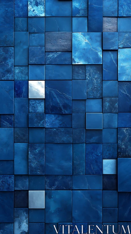 Layered cobalt tile grid explores tonal depth and rhythm