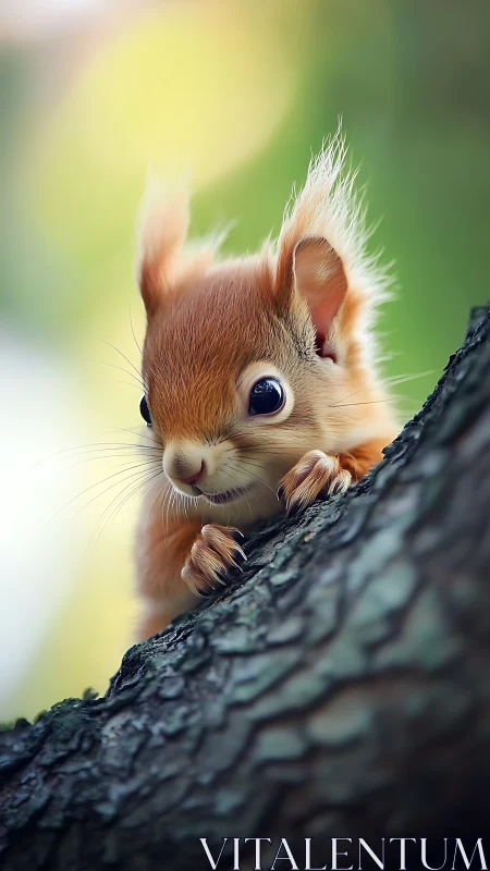 Timid tree-climbing squirrel guarding its secret kingdom.
