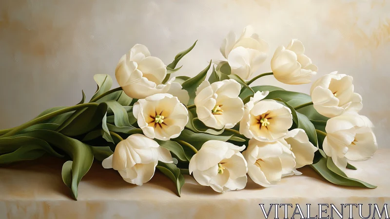 Cream Tulips Rest: An Elegant Whisper of Spring.
