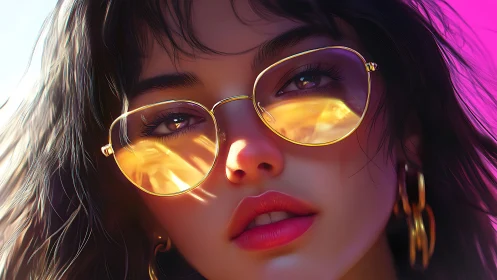 Digital close-up depicts reflective sunglasses on a face