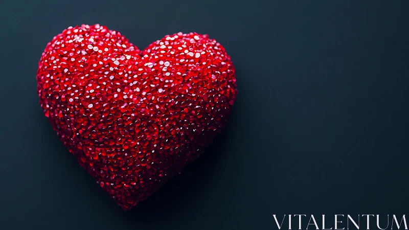 Sparkling Red Heart Glows with Love and Romance