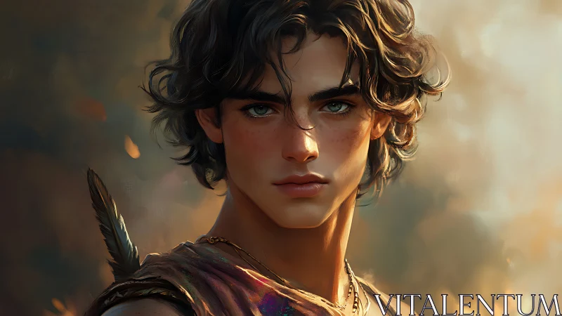 Storm-eyed archer studies the horizon in emberlit silence