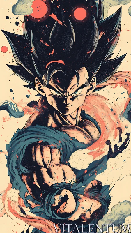 Dynamic anime warrior triptych with swirling elemental energy.