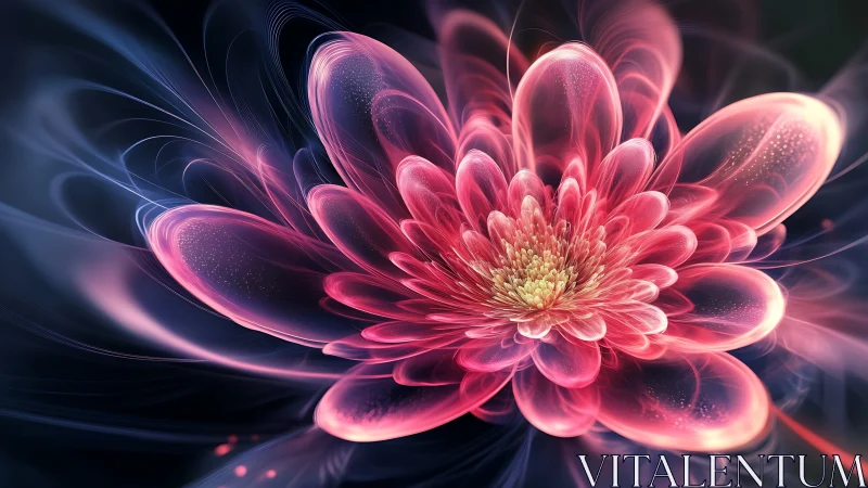Luminous digital flower blooms softly in a cosmic twilight