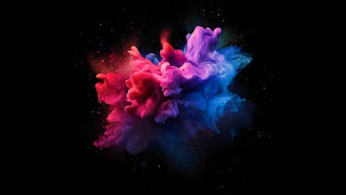 Cosmic ink cloud bursting in vibrant magenta and cyan hues.