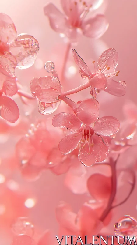 Soft pink blossoms wrapped in a dreamy dewdrop glow.