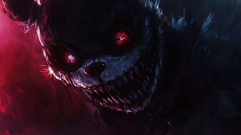 Demonic rabbit close-up rendered in high-contrast digital chiaroscuro