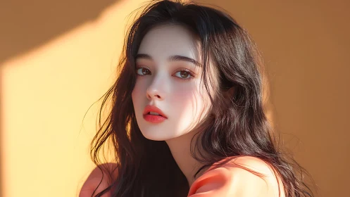 Soft sunlight portrait of a daydreaming young woman.