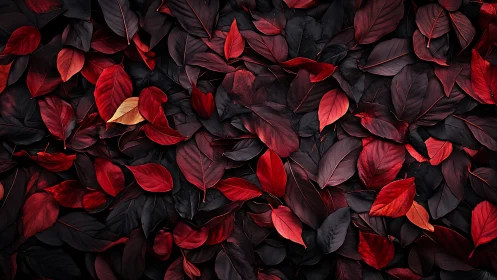 Dense red foliage texture shows high-contrast tonal leaf layering