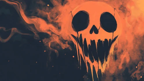 Volatile spectral skull emerging from incandescent vapor field.