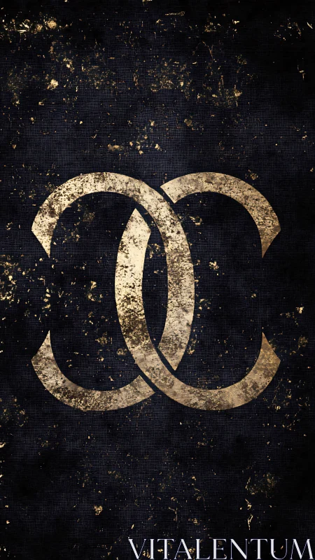 Distressed interlocking double arc emblem on grunge canvas